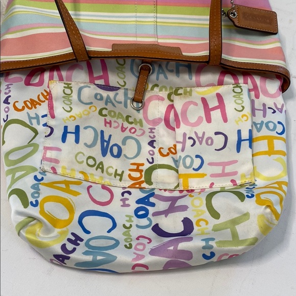 Coach Multi-colored Striped Tote. Pastels. A0969-F13552. - Picture 12 of 13